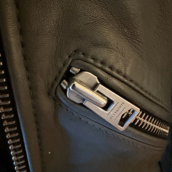 AllSaints Balfern leather biker jacket in grey - Picture 10 of 10